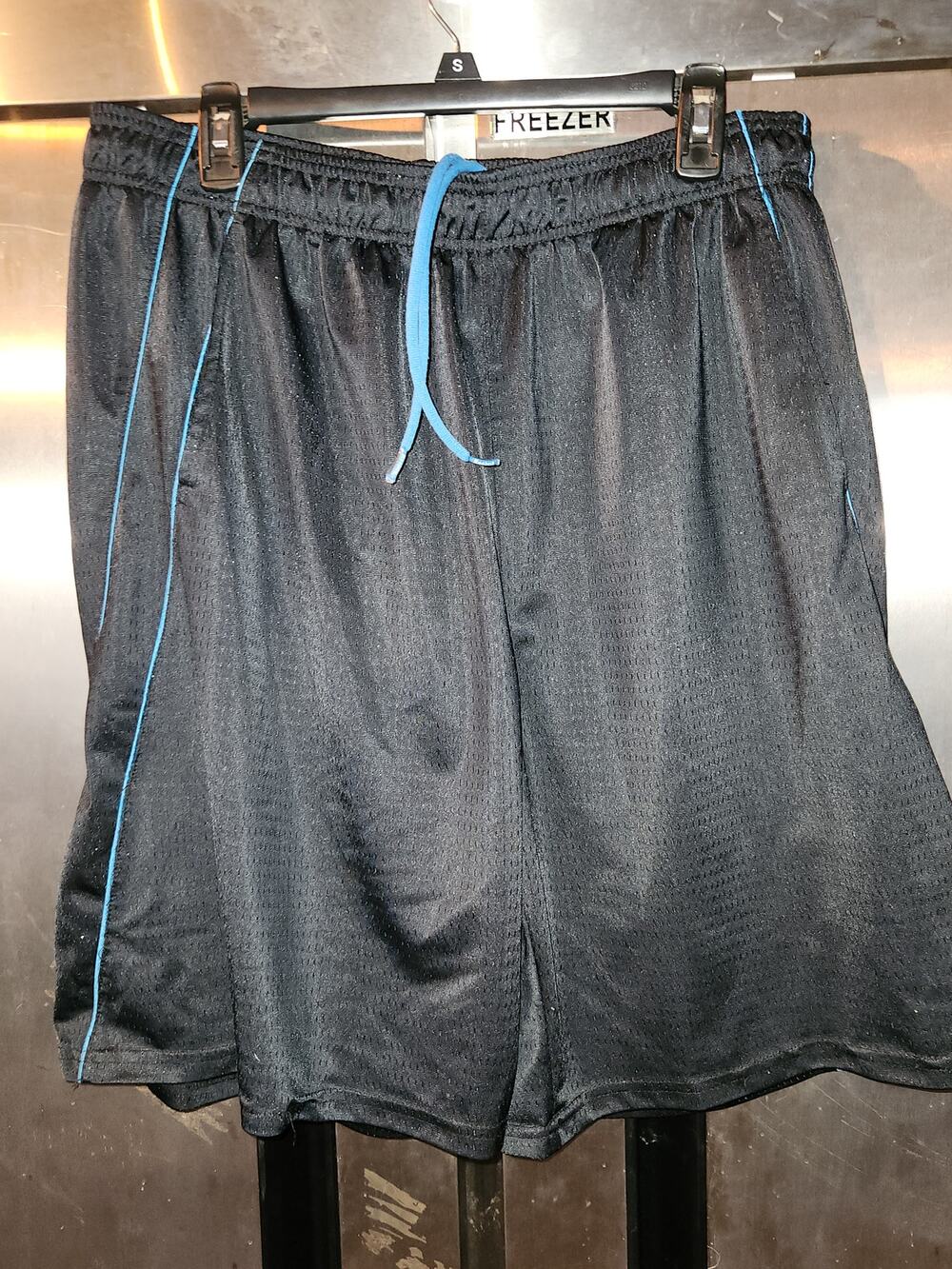 Reebok Men's Mesh Athletic Shorts XXL Black Blue Trim Drawstring Basketball